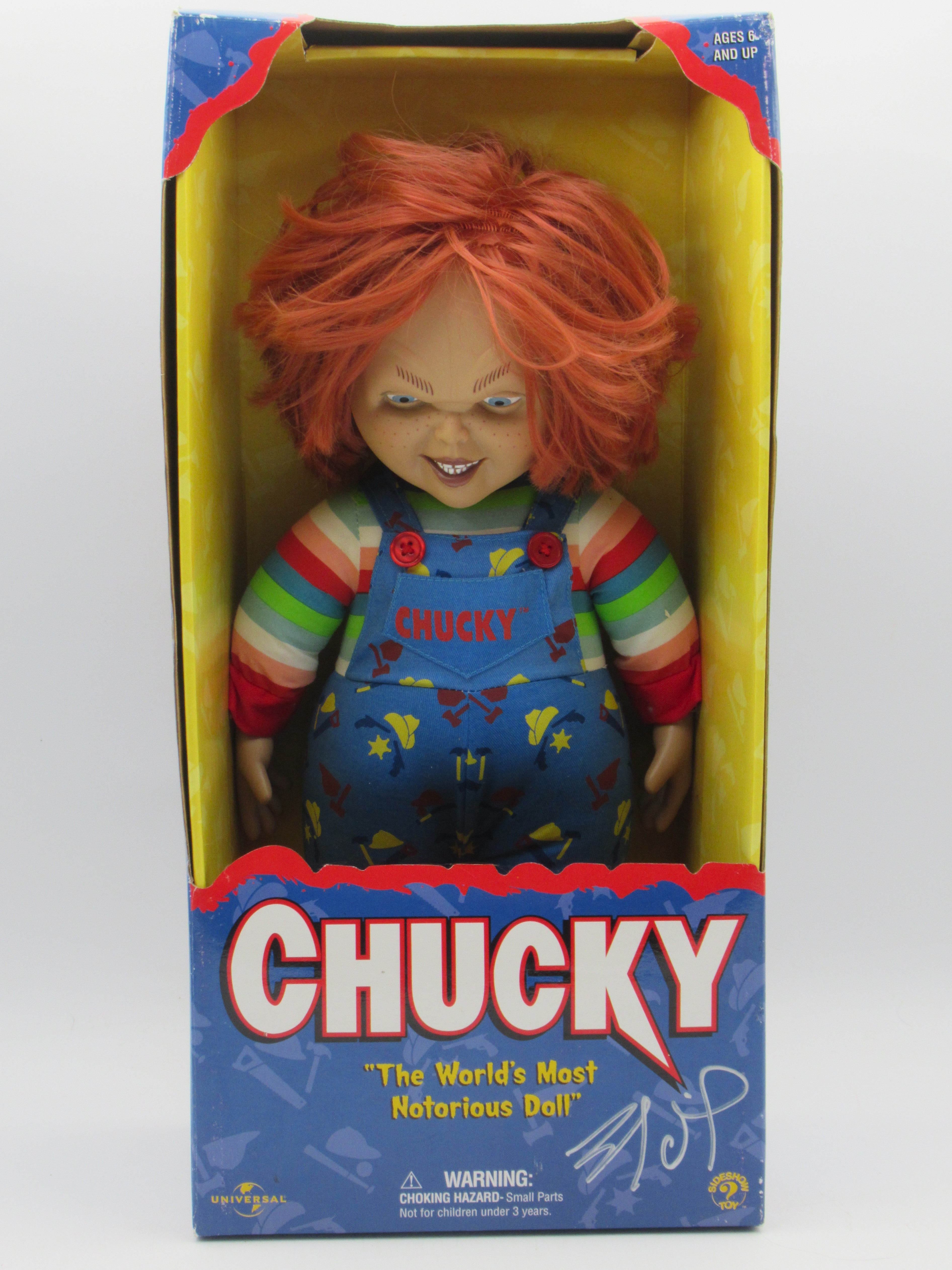CHILD'S PLAY 2 Brad Dourif SIGNED Chucky 16" Doll - Sideshow Toy (1999) Horror Collectible